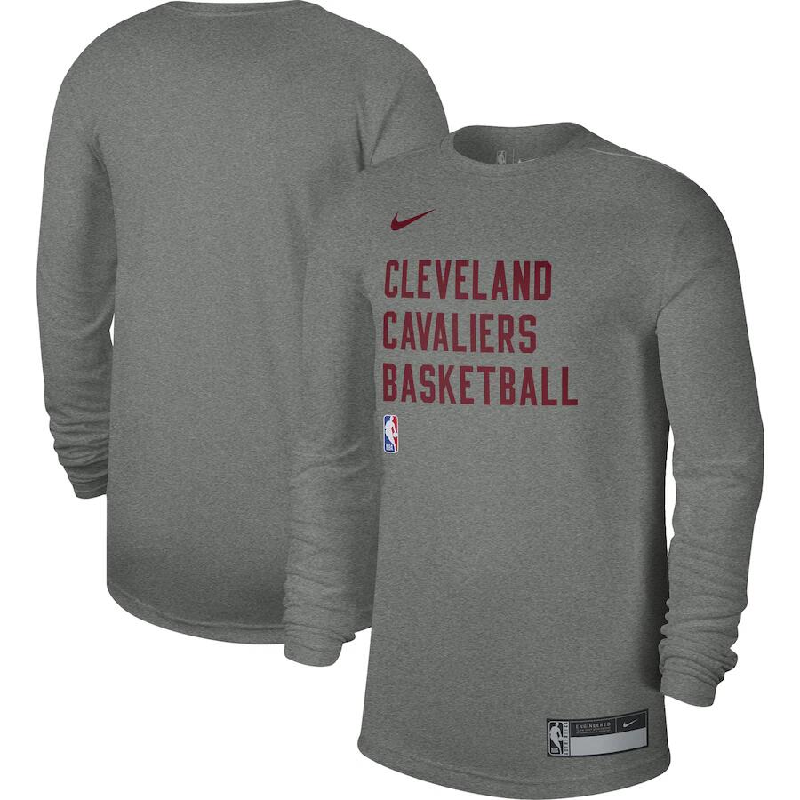 Men's Cleveland Cavaliers Heather Gray 2023/24 Legend On-Court Practice Long Sleeve T-Shirt